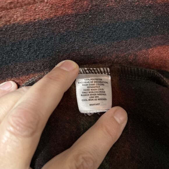 John Wayne Men's sz S Plaid Fleece Pullover 1/4 Snap Rust & Blk Jacket Sweater - Picture 6 of 7